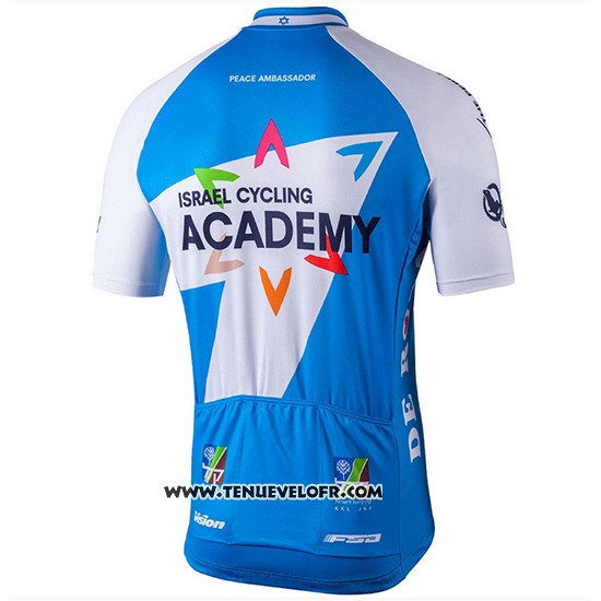 2018 Maillot Ciclismo Israel Cycling Academy Blanc et Bleu Manches Courtes et Cuissard